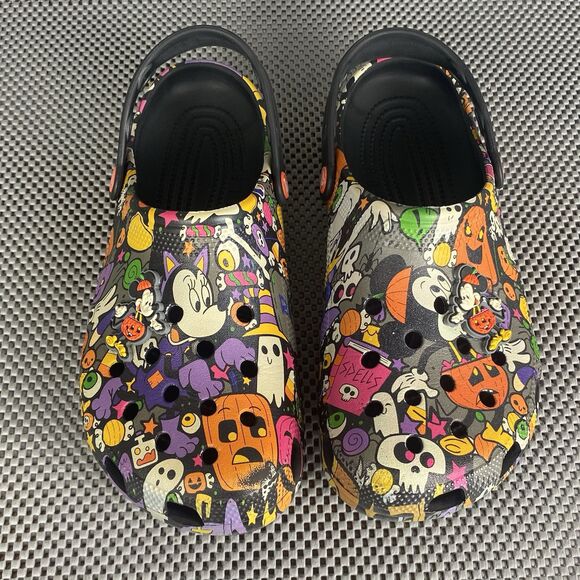 Disney Mickey Halloween Print Adult Clogs Mens 9 Womens Black Slip On Shoes - Picture 6 of 10